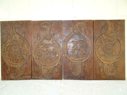 Barok antieke huispanelen 1807 houtsnijwerk curiosa kunst, Antiek en Kunst, Curiosa en Brocante, Ophalen of Verzenden