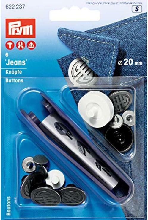 6 'Jeans' knopen 20 mm artdeco patroon zilver 622237, Hobby en Vrije tijd, Naaien en Fournituren, Nieuw, Knoop of Knopen, Ophalen of Verzenden