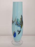 Vintage 70's - Dalian Glass Co - Vaas 255mm, Minder dan 50 cm, Glas, Blauw, Ophalen of Verzenden