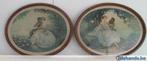 twee art deco lithos jongedame met sater Lambrecht Icart