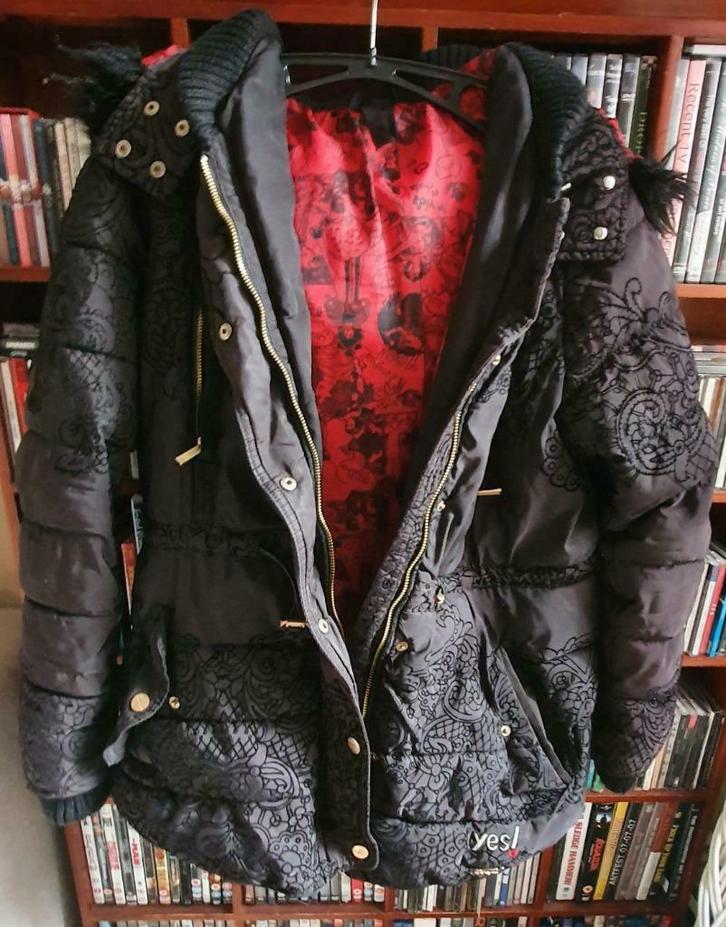 Desigual winterjas, Kleding | Dames, Jassen | Winter, Gedragen, Maat 42/44 (L), Zwart, Ophalen of Verzenden