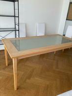 Table de salle à manger ou bureau hêtre /verre dépoli, 50 tot 100 cm, 150 tot 200 cm, Gebruikt, Rechthoekig