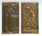 Plakette DANIEL DUPUIS parijs brons art nouveau naakt., Ophalen of Verzenden, Brons