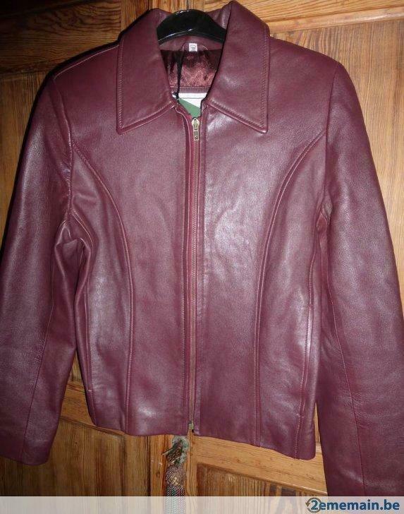 Veste cuir bordeaux, Kleding | Dames, Jassen | Winter, Nieuw, Maat 38/40 (M), Ophalen of Verzenden