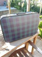 Vintage koffer/valies in blauw-groen geruit