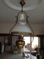 oude wieklamp omgebouwd naar electriche  glazen stulp besch, Antiek en Kunst, Ophalen of Verzenden