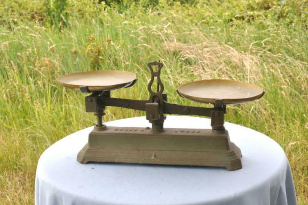 §ancienne balance a plateau fonte et cuivre, Ophalen of Verzenden