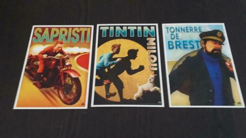 3 cartes postales Tintin, Collections, Personnages de BD, Neuf, Autres types, Tintin, Enlèvement ou Envoi