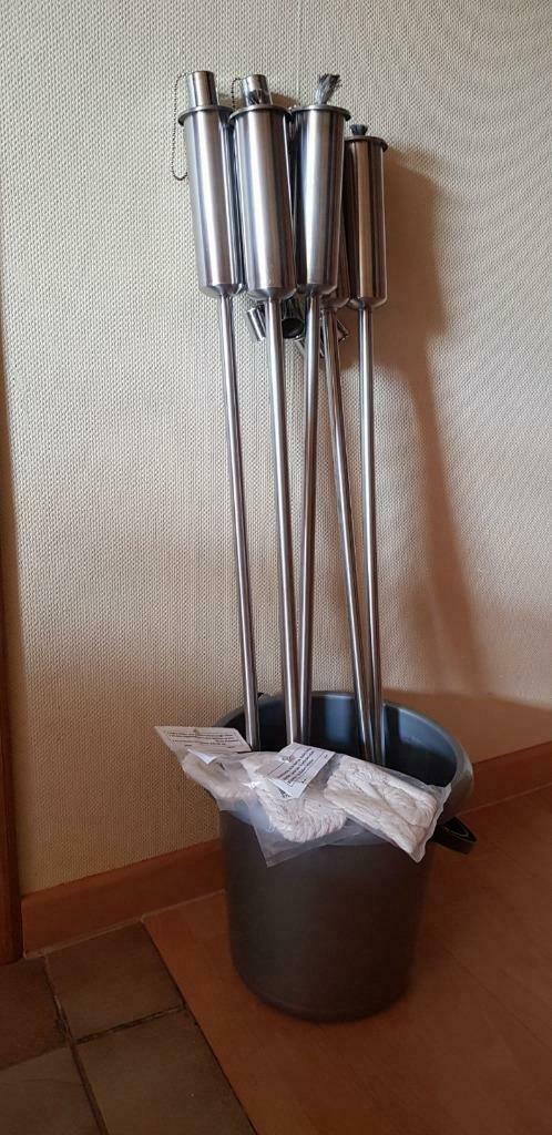 6 flambeaux  inox pour jardin, Tuin en Terras, Hand-tuingereedschap, Zo goed als nieuw, Ophalen