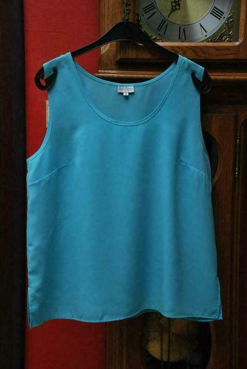 Basic turquoise mouwloos T-shirt top Maat 46 TBon, Kleding | Dames, Topjes, Zo goed als nieuw, Maat 46/48 (XL) of groter, Blauw