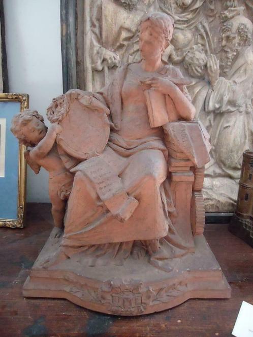 1895 Désiré DUWAERTS Diest terracotta allegorie van handel, Antiek en Kunst, Kunst | Beelden en Houtsnijwerken, Ophalen