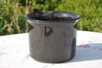 §  cache pot en faience noire, Comme neuf, 25 à 40 cm, Rond, Moins de 40 cm