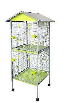 Volière metaal dubbel grijs/groen b78 x d74 x h165cm, Dieren en Toebehoren, Vogels | Toebehoren, Nieuw, Ophalen
