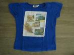 T-shirt hoogblauw met print maat 110 - 116 meisje, Meisje, Gebruikt, Ophalen of Verzenden, Shirt of Longsleeve