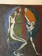 1950 RAY GILLES huile / toile signée peinture double face, Antiquités & Art, Art | Peinture | Moderne, Enlèvement
