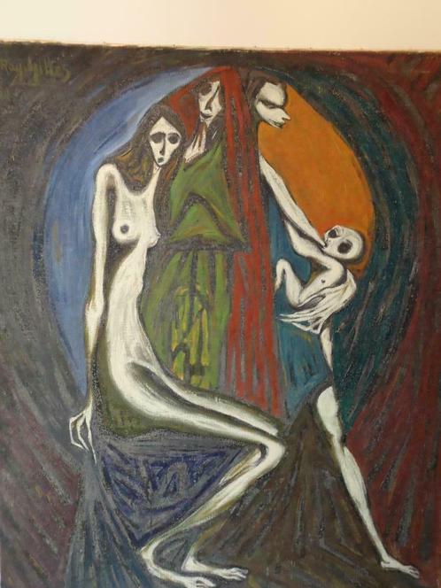 1950 RAY GILLES olieverf/doek gesigneerd dubbelzijdig werk, Antiek en Kunst, Kunst | Schilderijen | Modern, Ophalen