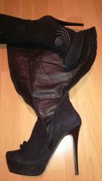79A* QUASI MODE sexy zwarte luxe laarzen geheel leer+diams (, Kleding | Dames, Ophalen of Verzenden, Nieuw, Zwart, Hoge laarzen