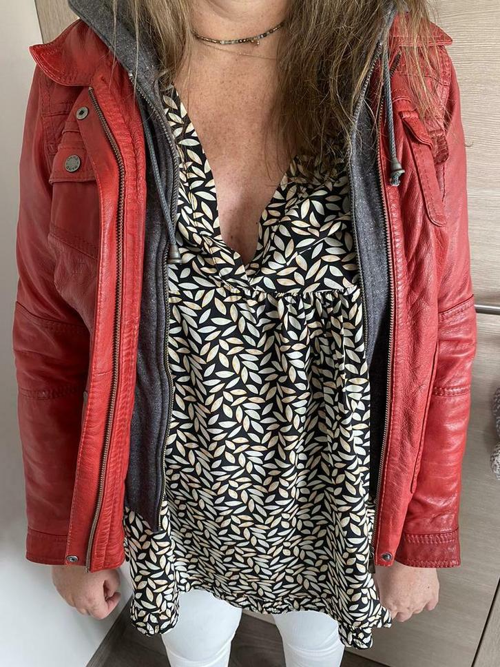 Veste en cuir rouge Oakwood NEUVE, Kleding | Dames, Jassen | Winter, Nieuw, Maat 42/44 (L), Rood