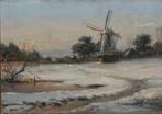 Jef-Louis Van Leemputten (1865-1948):Winterlandschap (47x42), Antiek en Kunst, Ophalen of Verzenden
