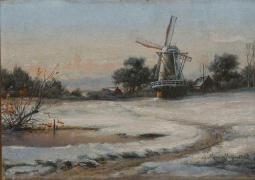 Jef-Louis Van Leemputten (1865-1948):Winterlandschap (47x42), Antiquités & Art, Art | Peinture | Classique, Enlèvement ou Envoi