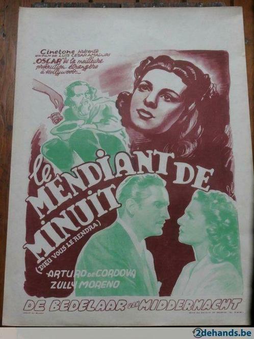 vintage filmaffiche:le mendiant de minuit"1948(2expl.), Verzamelen, Posters, Gebruikt, Ophalen of Verzenden
