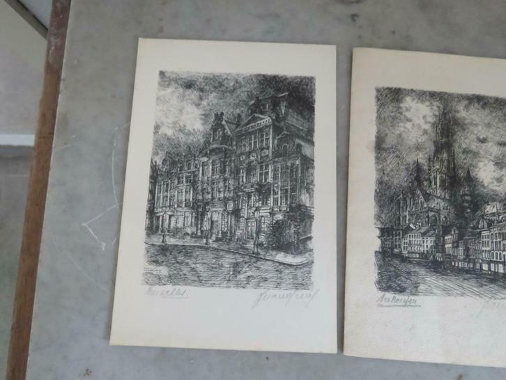 Frans Vanderveken 1960 Potloodtekeningen handgesigneerd, Antiek en Kunst, Kunst | Tekeningen en Fotografie, Ophalen of Verzenden