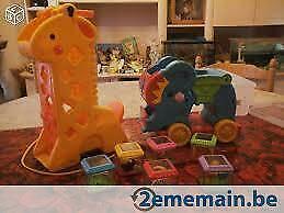 girafe + éléphant avec cube + musique, Kinderen en Baby's, Speelgoed | Fisher-Price, Gebruikt