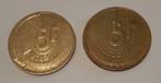 2 pièces de 5 francs "België" 1986 et 1993 Baudouin TB, Enlèvement ou Envoi, Métal