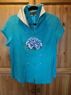 Blouse en soie turquoise col cygne taille L, Comme neuf, Vêtements, Taille 42/44 (L), Enlèvement