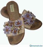 mule sandale talon liège,fleurs mauve-beige 37 confortable, Autres types, Porté, Enlèvement ou Envoi