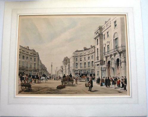 Lithografie TS Boys Regent Street 1842 Handgekleurd, Antiek en Kunst, Kunst | Litho's en Zeefdrukken, Ophalen of Verzenden