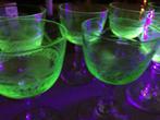 Verres vin blanc porto ouraline uranium glass guilloche, Comme neuf, Autres types