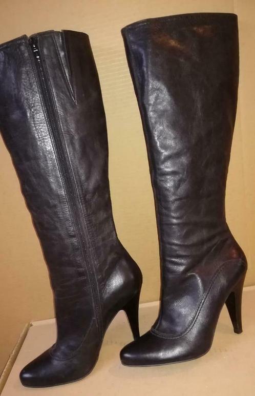 36B* MINELLI sexy bottes noires tout cuir (40), Kleding | Dames, Schoenen, Gedragen, Hoge laarzen, Zwart, Verzenden