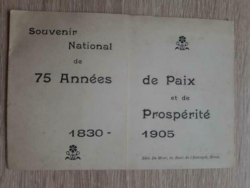 Carte commémorative 75e anniversaire Belgique indépendante /, Collections, Maisons royales & Noblesse, Utilisé, Carte, Photo ou Gravure