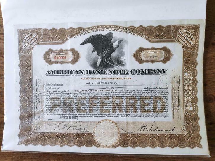 Aandelen certificaten USA - 3 stuks, Postzegels en Munten, Aandelen en Waardepapieren, Certificaat van aandeel, 1920 tot 1950