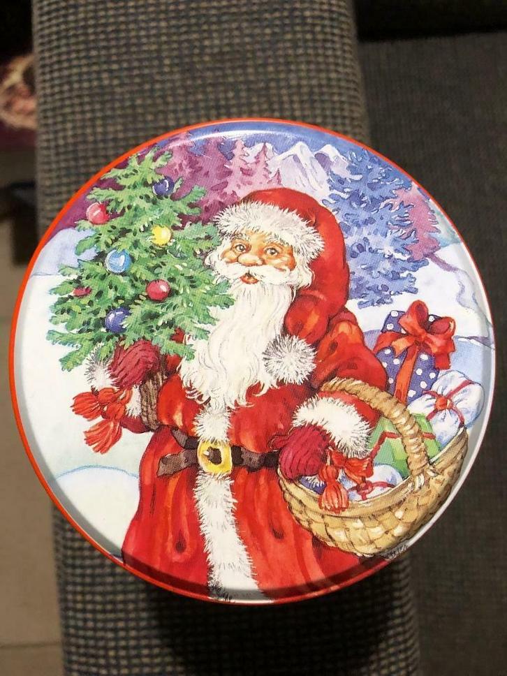 Kerstman blik bus vorm verschillende illustraties Hartmann, Verzamelen, Blikken, Zo goed als nieuw, Koek(jes), Overige merken