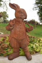 Grappig gietijzeren konijn, meneer konijn (Alice in, Tuin en Terras, Ophalen of Verzenden, Nieuw, Overige materialen, Dierenbeeld