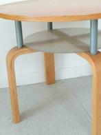 🍀 ronde salontafel woonkamer glas berkenhout jaren 90, Huis en Inrichting, Tafels | Salontafels, Ophalen, Metaal, Gebruikt, 50 tot 100 cm