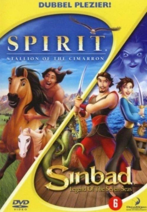 DVD 'Spirit én Sinbad' (2 = 1) van DREAMWORKS, Cd's en Dvd's, Dvd's | Tekenfilms en Animatie, Amerikaans, Tekenfilm, Alle leeftijden