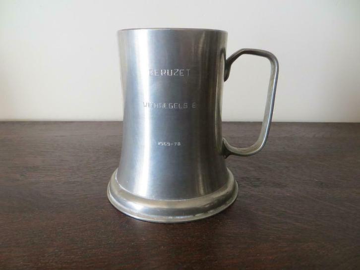 Militaire tinnen  afscheidsbeker kazerne GERUZET 1969-1978, Verzamelen, Militaria | Algemeen, Luchtmacht, Overige typen, Ophalen of Verzenden