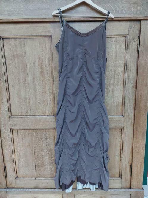 Mooie lange bruine "Sandwich" bi-materiaal jurk maat 42, Kleding | Dames, Jurken, Zo goed als nieuw, Ophalen of Verzenden