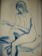 Alice FREY 1895-1981 Oostende zittend naakt baadster aniline, Antiek en Kunst, Kunst | Schilderijen | Modern, Ophalen
