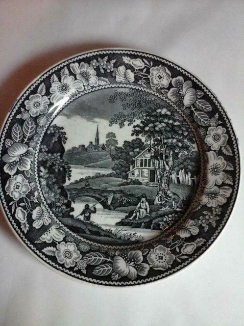 Assiette Anglaise  "John Meir" en décalcomanie  année 1840, Antiquités & Art, Antiquités | Céramique & Poterie, Enlèvement ou Envoi