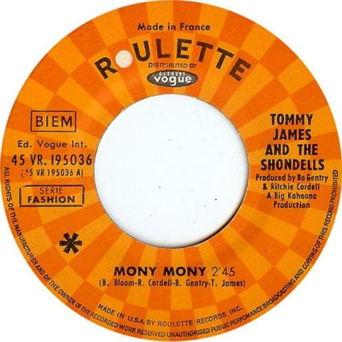 Tommy James And The Shondells ‎– Mony Mony / 1, 2, 3, CD & DVD, Vinyles Singles, Utilisé, Single, Pop, 7 pouces, Enlèvement ou Envoi