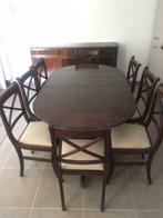Table + 8 chaises et buffet style anglais (poss + 2 fauteuil, Maison & Meubles, Salles à manger complètes, Anglais, Enlèvement