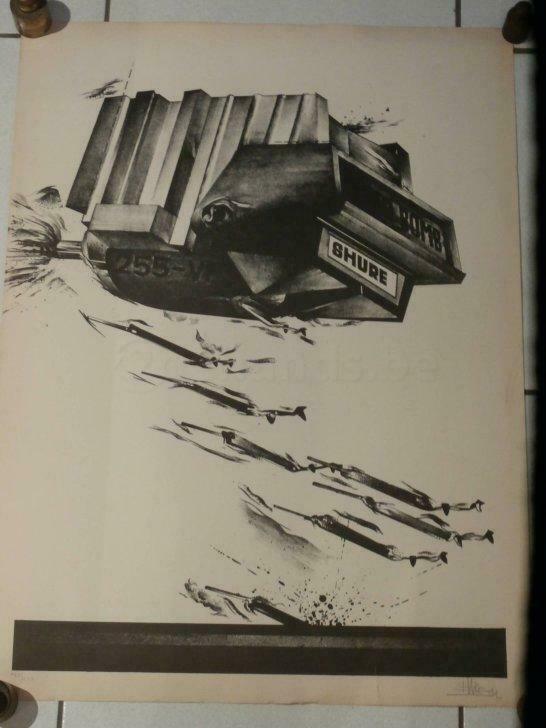 emiel hoorne:zeefdruk "shure d bomb 255-vp", Antiek en Kunst, Kunst | Litho's en Zeefdrukken, Ophalen of Verzenden