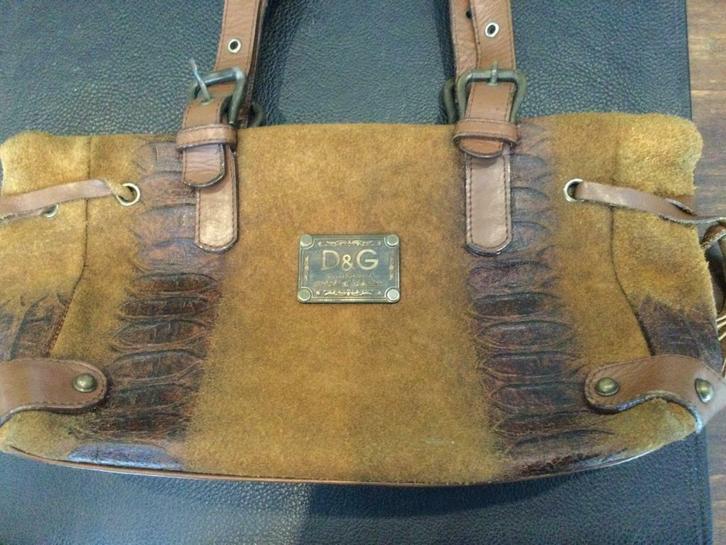 Dolce & Gabbana Lederen handtas, Handtassen en Accessoires, Tassen | Damestassen, Zo goed als nieuw, Handtas, Bruin, Ophalen of Verzenden