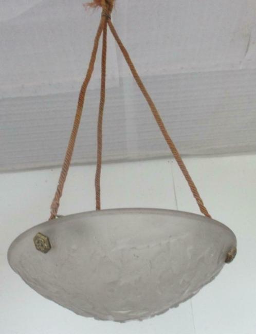 art deco lamp schaal geperst glas Muller freres 14, Antiquités & Art, Antiquités | Éclairage, Enlèvement ou Envoi