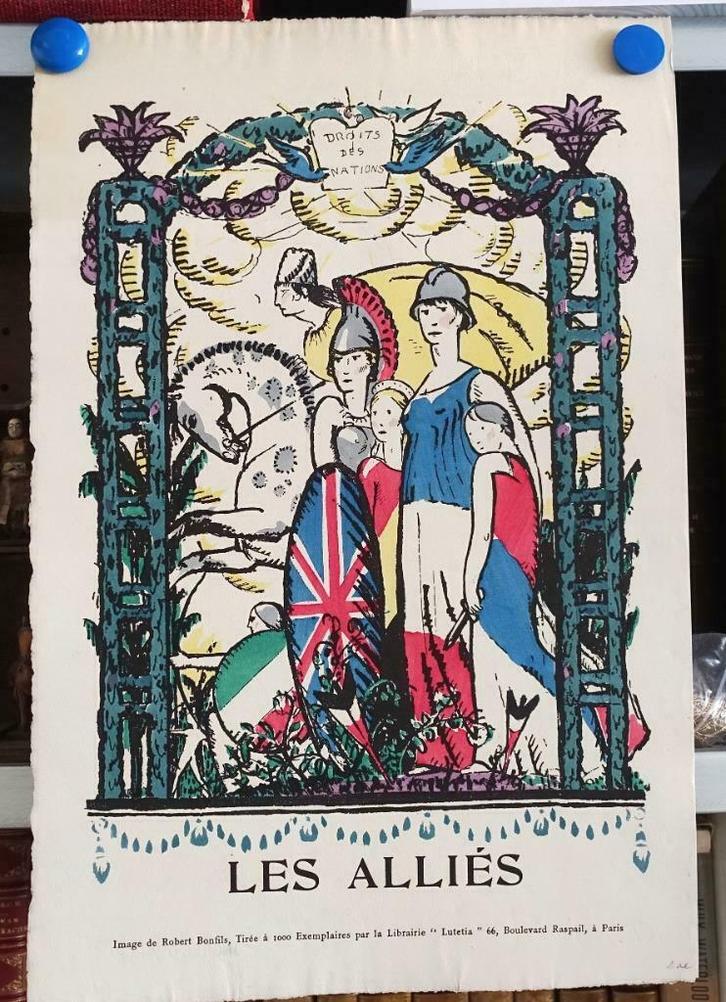 Les Alliès [c 1916] Robert Bonfils - 1 van 1000 exemplaren, Antiek en Kunst, Kunst | Litho's en Zeefdrukken, Ophalen of Verzenden