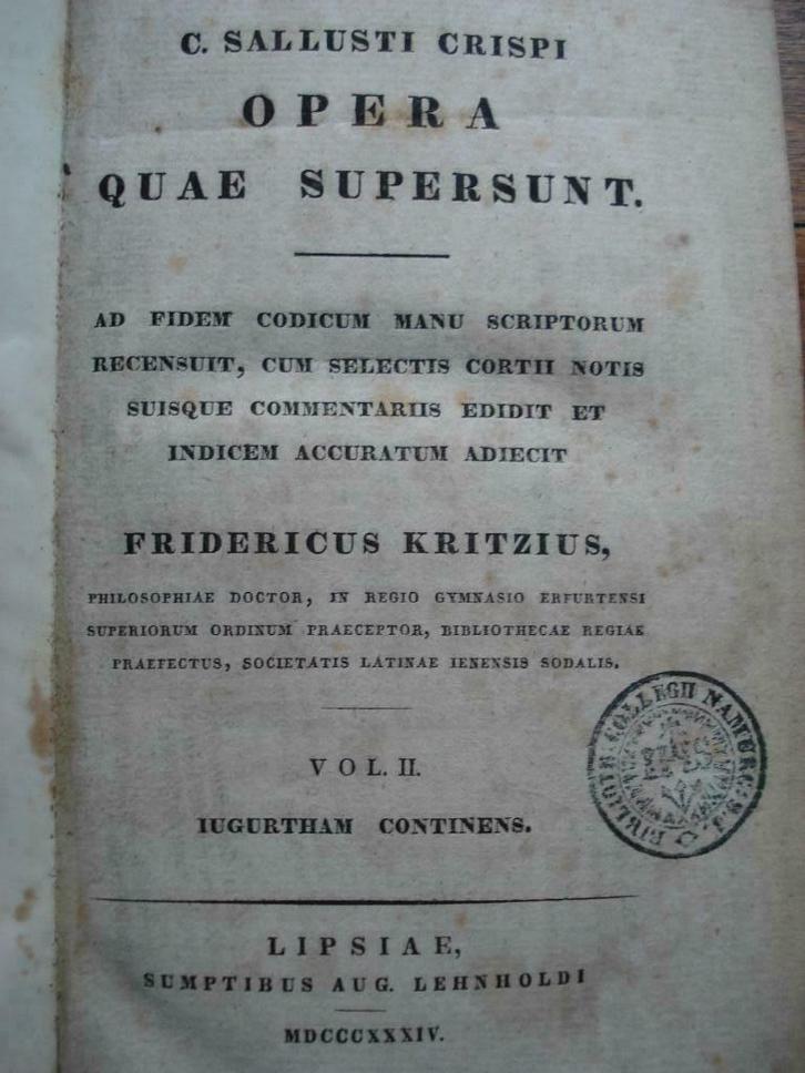 Sallustius/Kritzius - Iugurtha - Leipzig, 1834, Livres, Guerre & Militaire, Utilisé, Général, Ne s'applique pas, Enlèvement ou Envoi